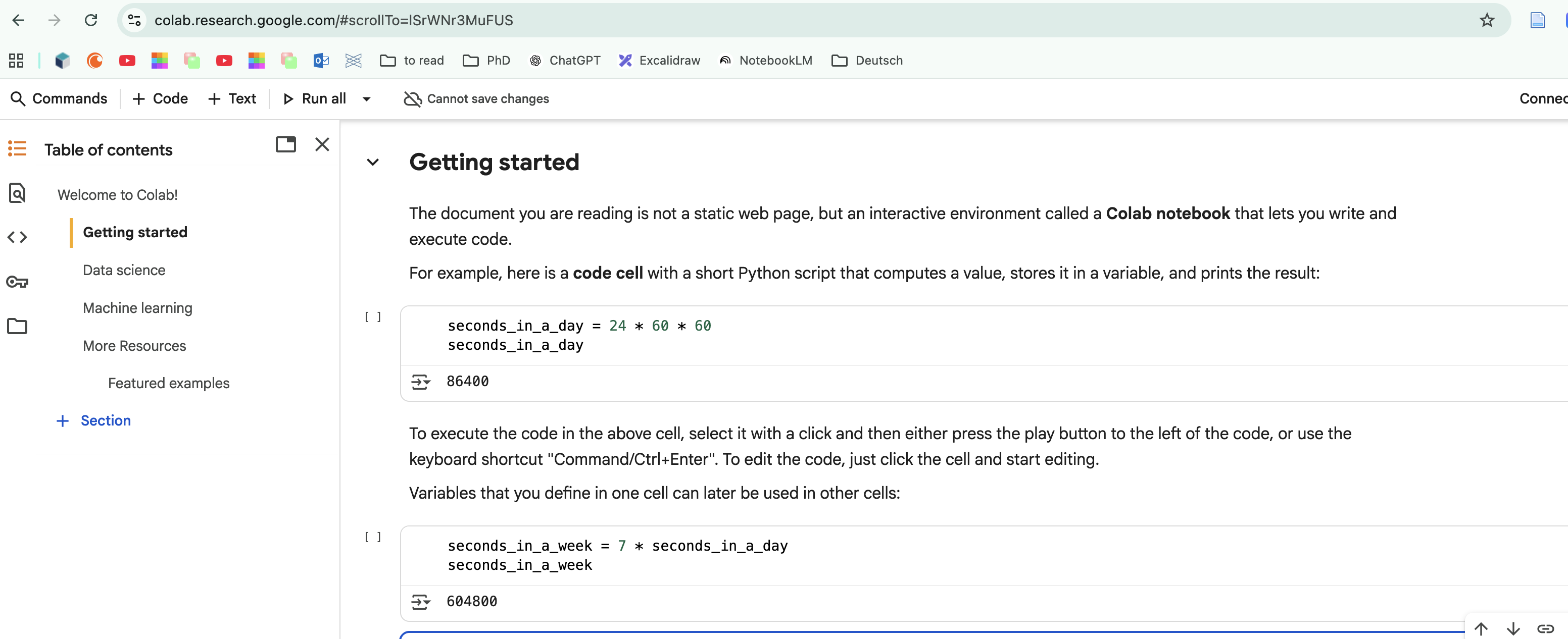 Google Colab Interface